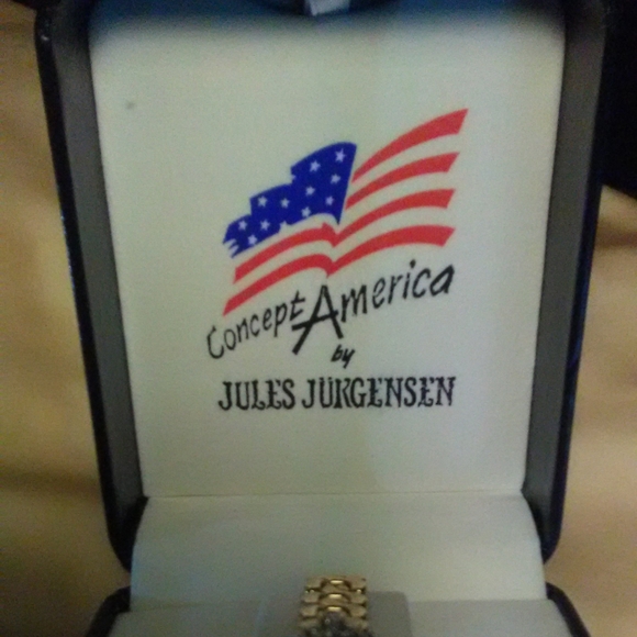 VINTAGE BNIB LADIES JULES JURGENSEN 25 DIAMONDS & GOLD COLOR WATCH IN ITS BOX main image 14